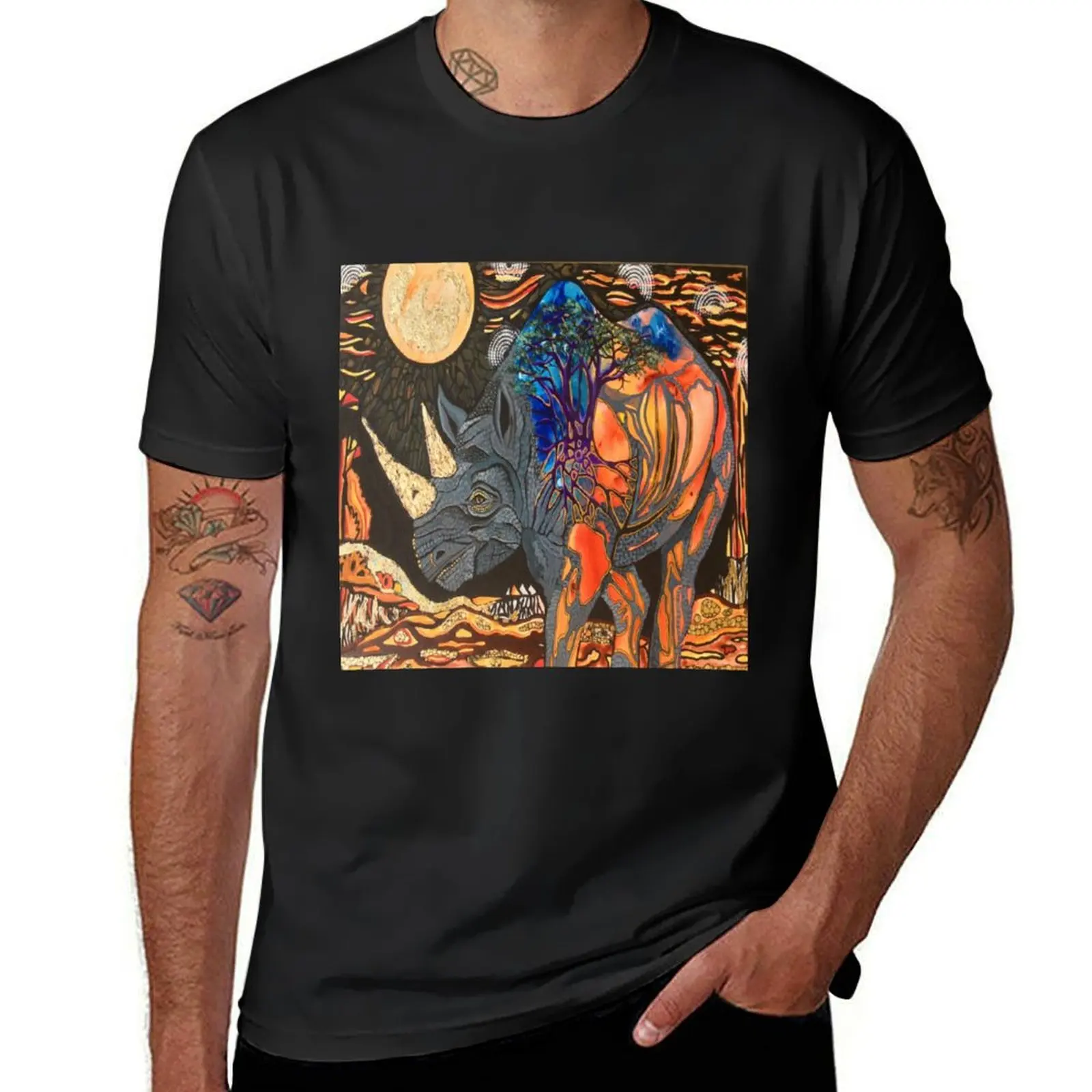 Rhino moon T-Shirt quick drying shirts graphic tees mens big and tall t shirts