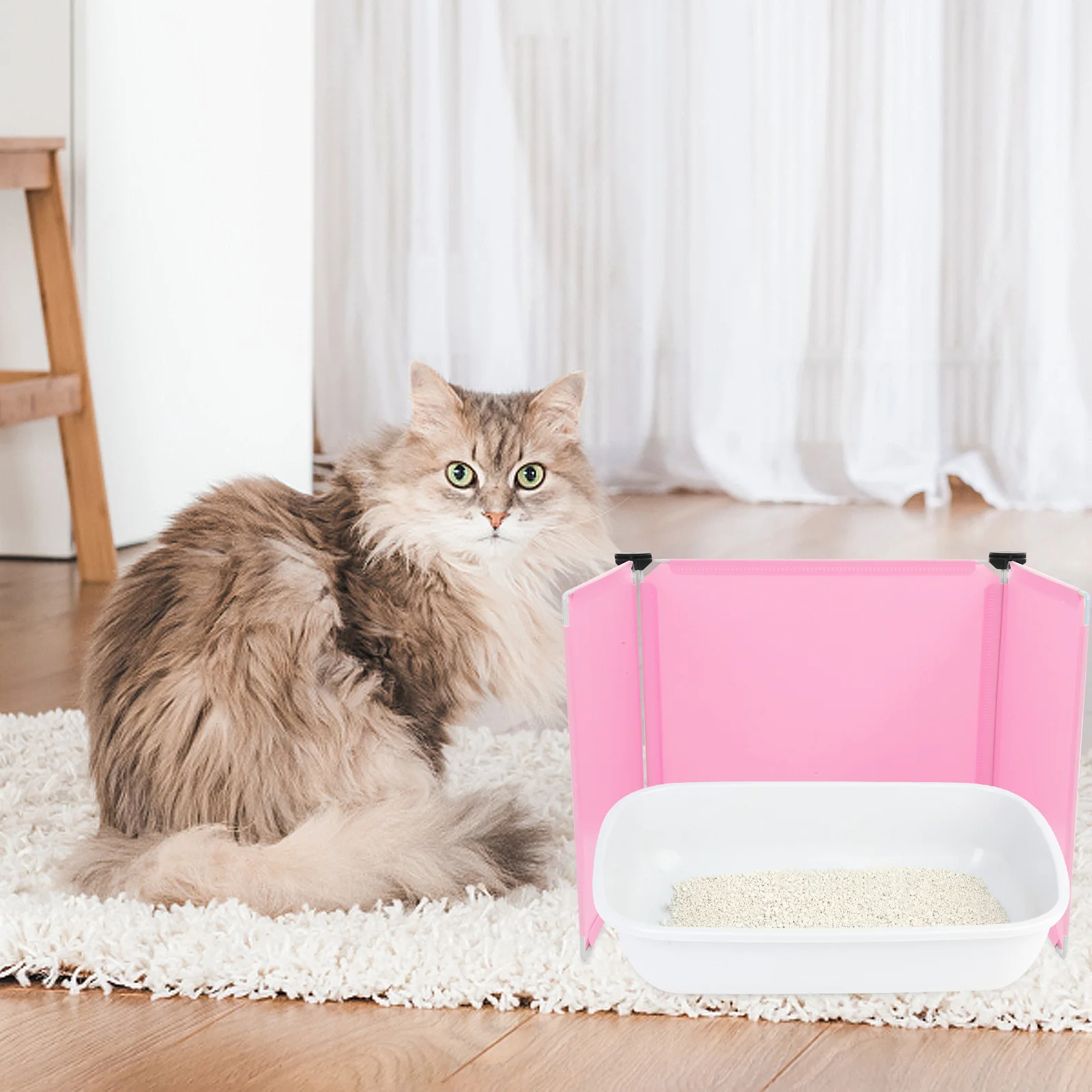 

3Pcs Cat Litter Box Enclosure Large Reusable Splash Guard Privacy Shield Pee Protector for Cat Litter Supplies