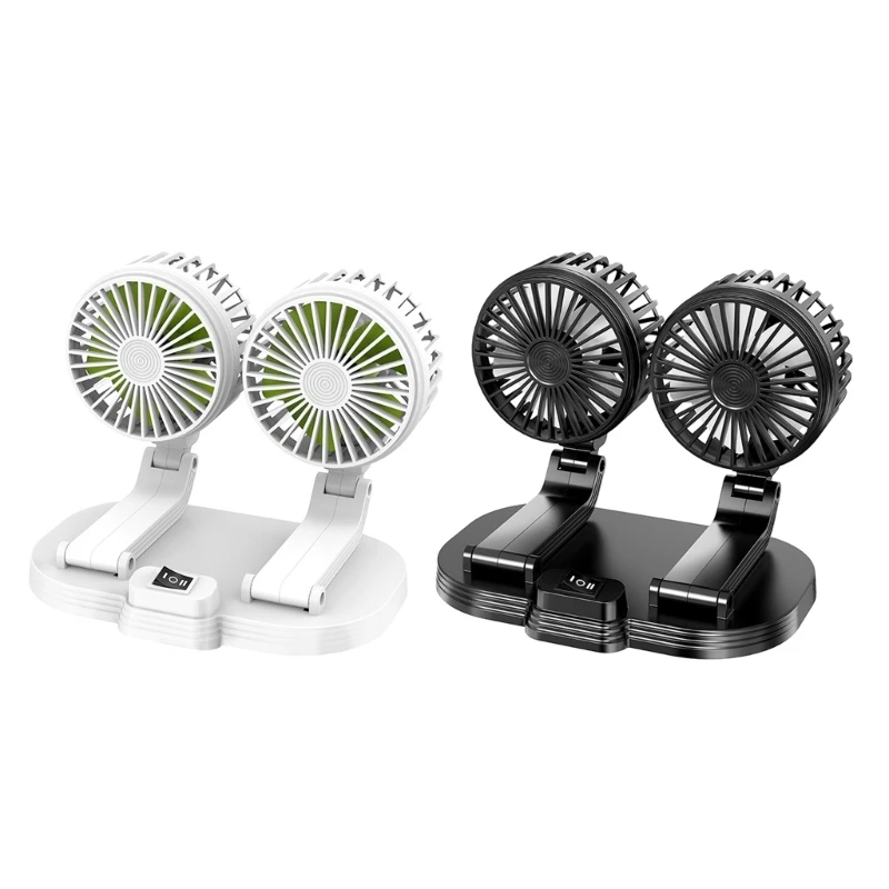 

Car Cooling Fan 360 Degree Rotation Vehicle Fan Double Head Vehicles Cooling Fan