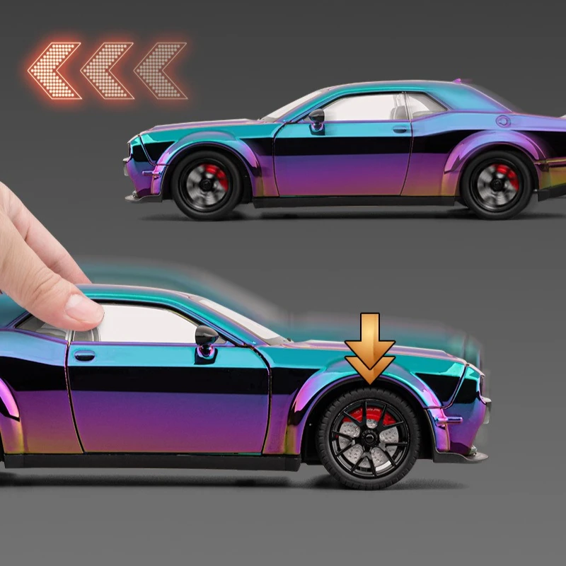1:24 Challenger SRT Hellcat Sportwagen Simulation Diecast Metalllegierung Modellauto Sound Light Pull Back Collection Kinderspielzeug Geschenke
