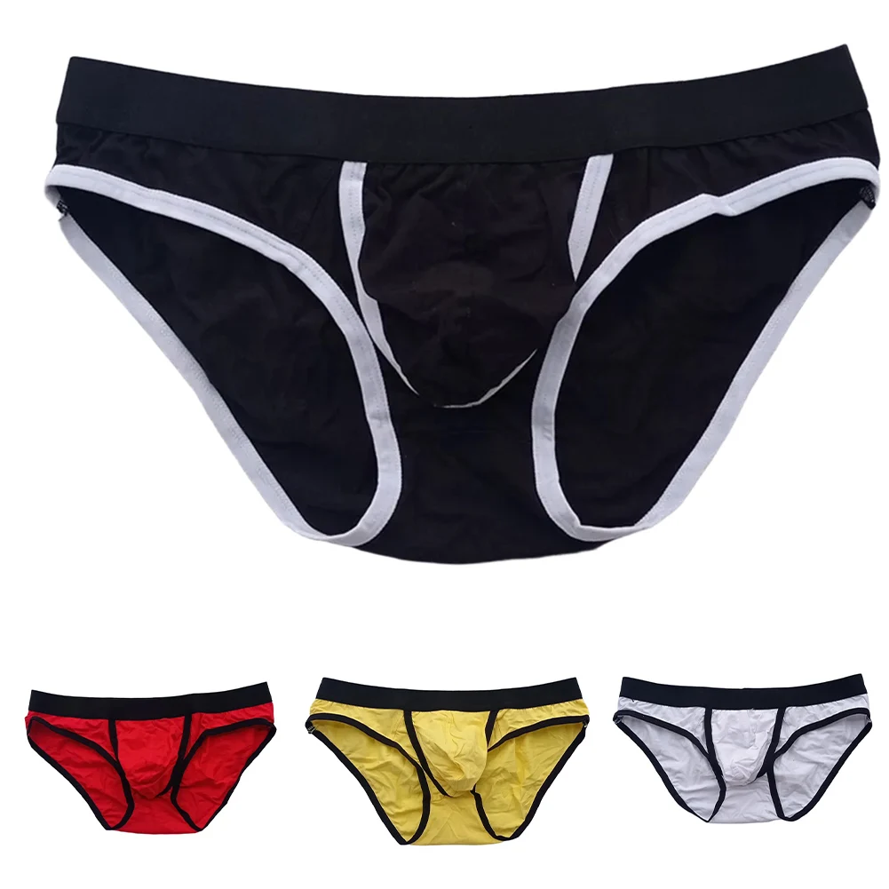 

Soft Cotton Men's Low Waist Underwear with Hole Pouch Briefs Offering Comfortable Fit and Separation Support for Everyday Use