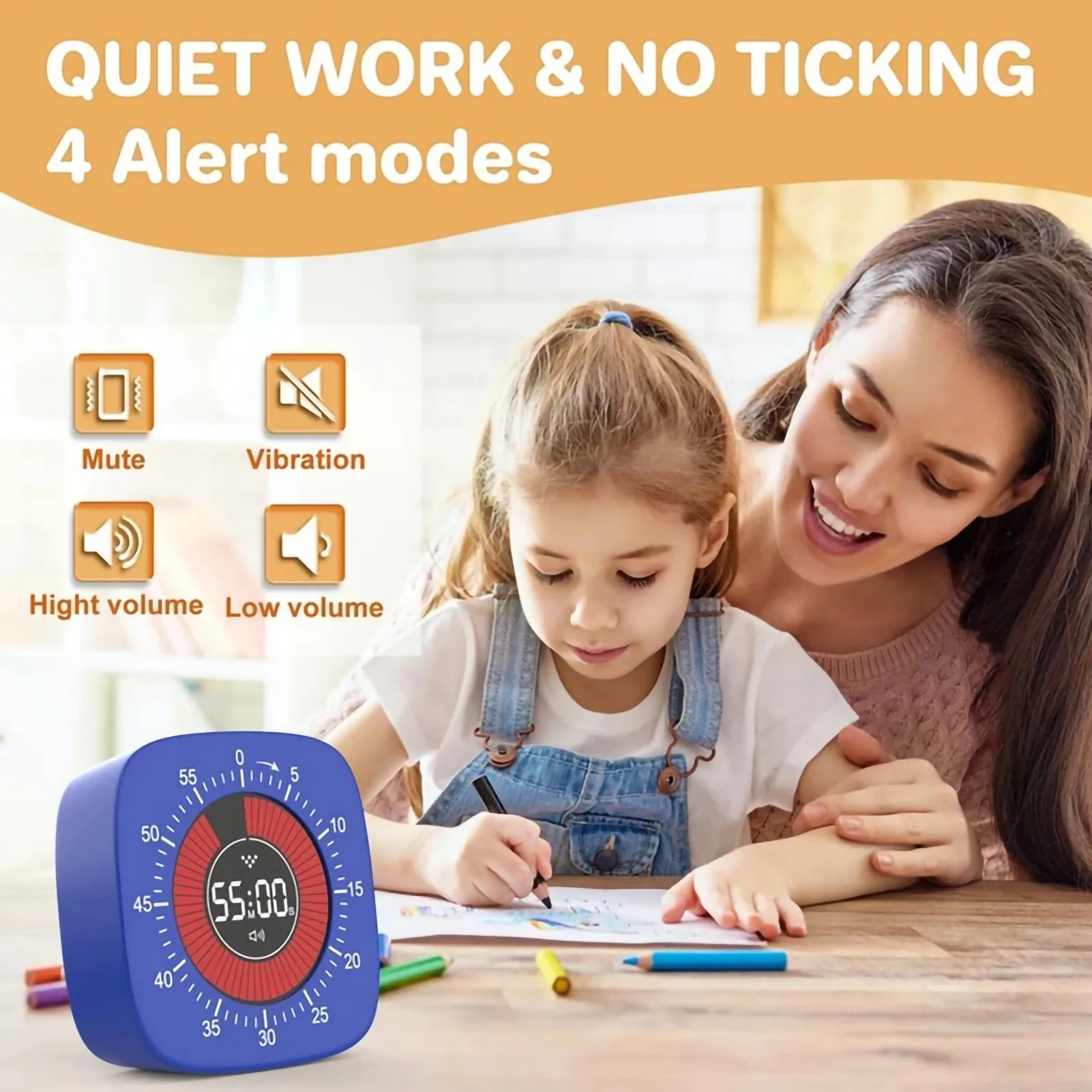 Visual Timer Mute Time Manager Self Discipline Alarm Clock Portable Rechargeable Model Digital Timer Study Special Alarm Clock