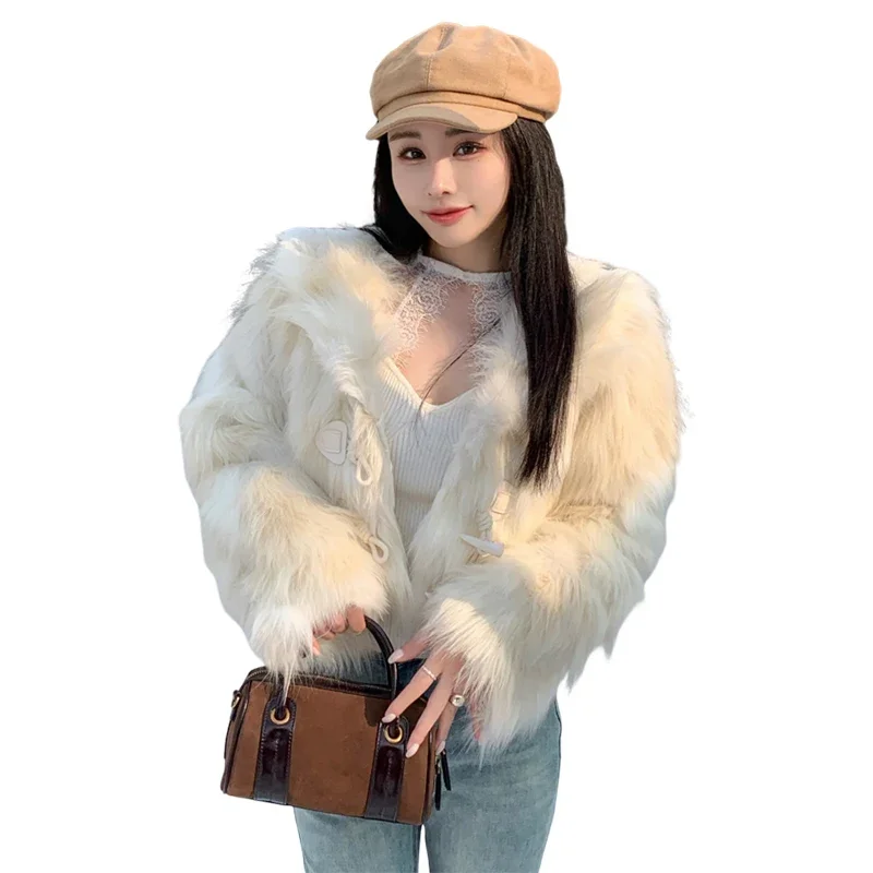 Autumn/Winter Women's Faux Fur Mixed Fur Coat Korean Clothing Fashion Jacket Long Sleeve Slim Fit Women Top