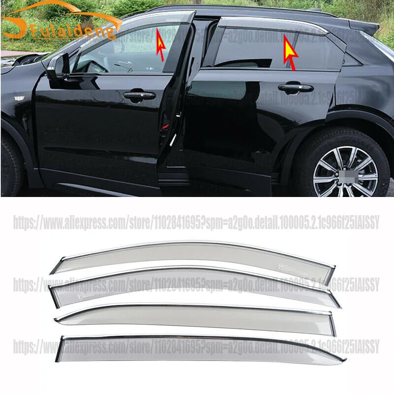 

For Cadillac XT4 2018-2023 ABS Window Visor Vent Sun Shade Rain Guard Door Visor Trim car acesssories