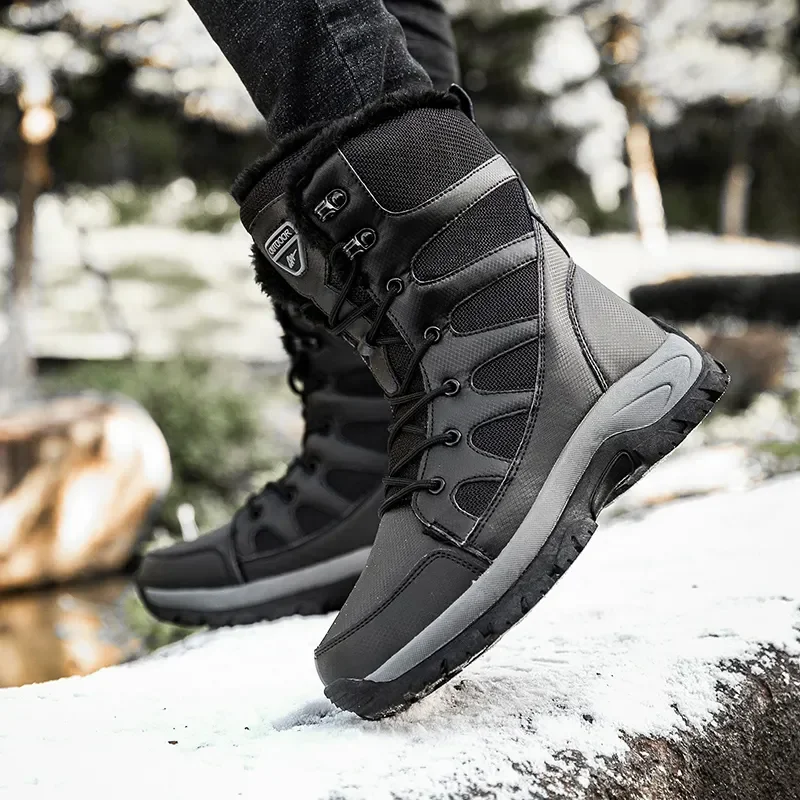 Winter Men Boots 2023 Warm Platform Snow Boots for Men Outdoor Black High Hiking Shoes Ankle Men Outdoor Boots Hombre