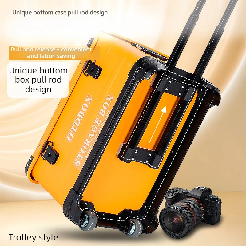 Aluminum Magnesium Alloy Toolbox Wheels Storage Camera Len Shockproof Toolbox Photography Organizer Hardware Toolcase Profession