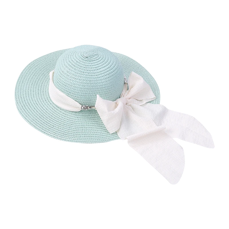 5 Colors Kids Toddler Summer Straw Hat Bowknot Decor Beach Sun Protection Cap For Little Girls