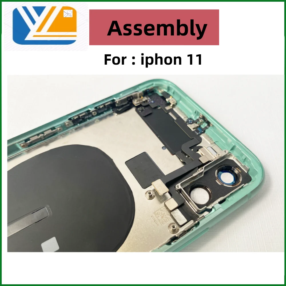 For iPhone 11 Housing Battery Back Cover Mid Case SIM Card Tray Side Key Assembly Soft Case Cable Installation+Tool+trumpet+Wifi