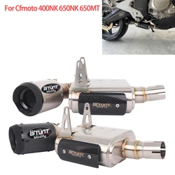 Slip On For CFMOTO 400NK 650NK 650MT 700MT Exhaust Pipe System Muffler Escape Mid Link Tube CF-moto 700MT Exhaust Carbon Muffler