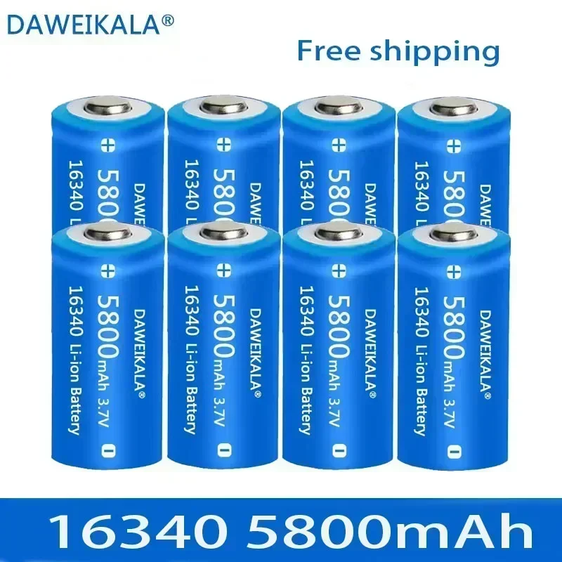 

20PCS 5800mAh Rechargeable 3.7V Li-ion 16340 Battery CR123A Battery for LED Flashlight Travel Wall Charger 16340 CR123A Battery