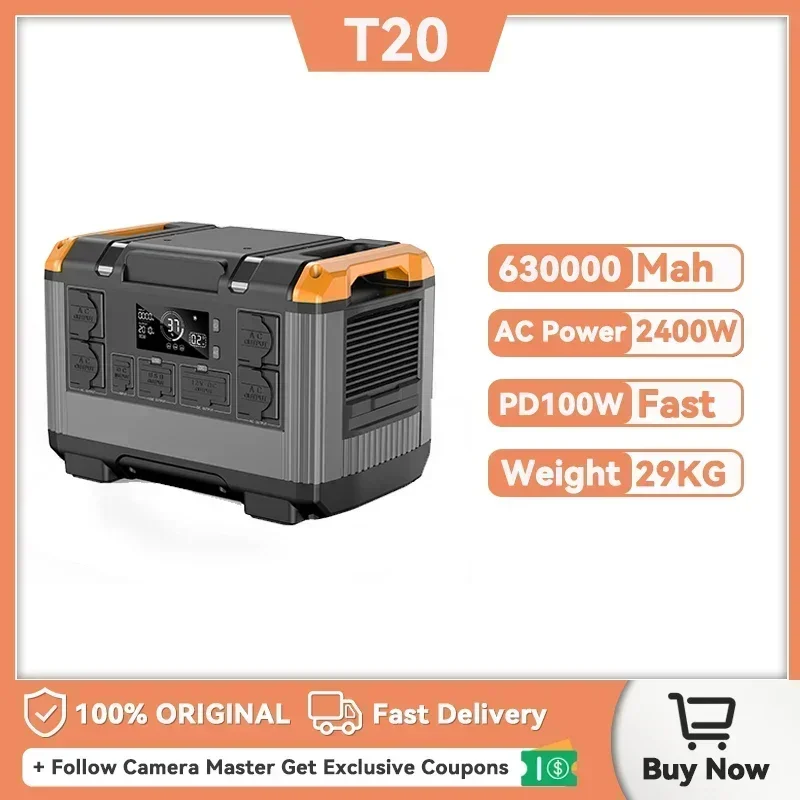 T20 2400W Portable Power Station PD100W Fast Charge 630000mAh Powerful Powerbank for Outdoor Blackout  Camping  보조배터리