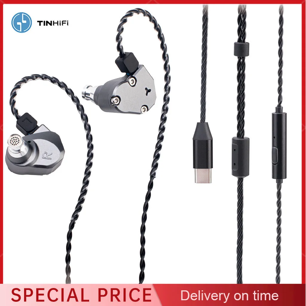 TINHIFI C2 2025 Наушники 10 мм PU + LCP Мембранный драйвер Съемный 0,78 мм 2-контактный разъем 3,5 мм/Type-C с микрофоном Спортивная игра IEM
