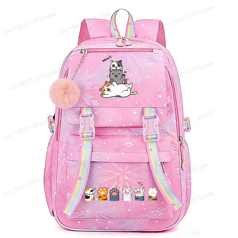 Funny Cat Paw Anime Mochila, Cartoon Children Rucksack, Casual Travel School Backpack for Girls Boys Kids, Student Shoulder Bag