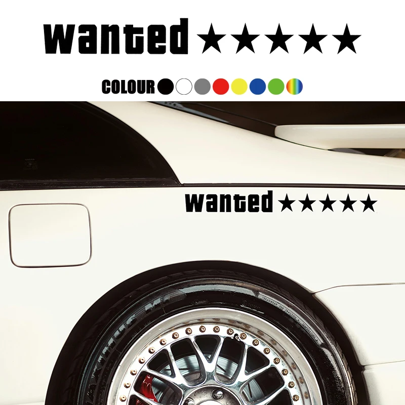 

Wanted Five Stars Car Sticker Decoration Decal Car Body Truck Window Front And Rear Bumpers Sticker Waterproof
