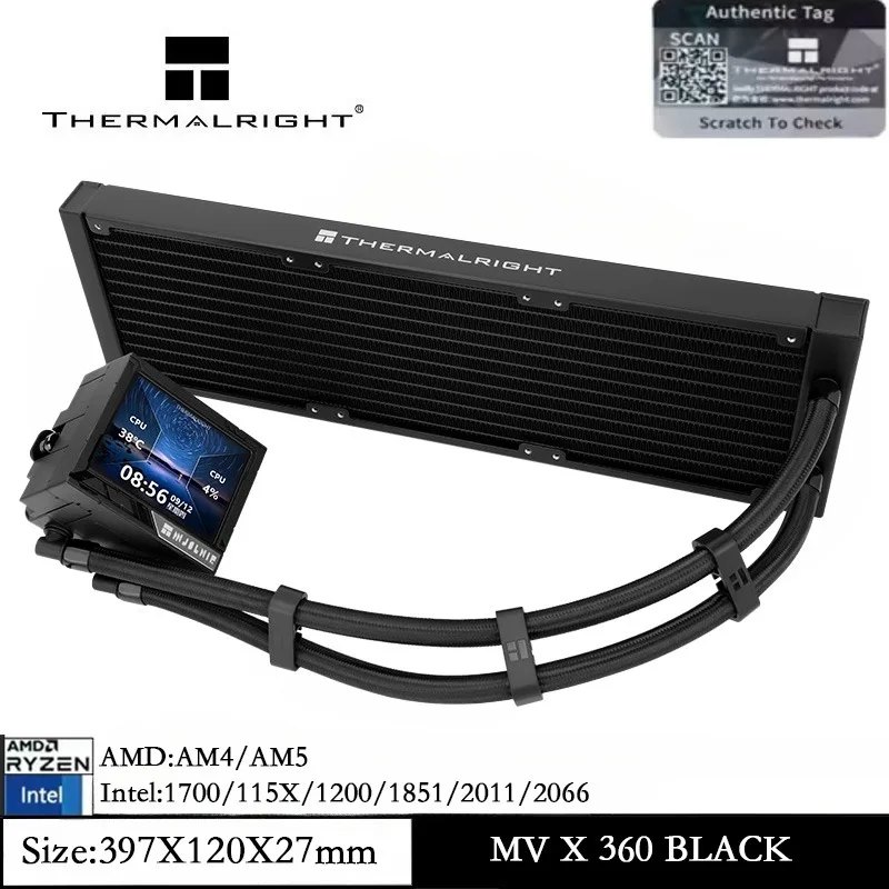 ThermalRight Mjolnir Vision X 360, черный процессор, кулер для воды, 2,4-дюймовый ЖК-экран, безвентиляторная версия для AM4 AM5 Intel 1851/2066 ThermalRight Mjolnir Vision X 360, черный процессор, кулер для воды, 2,4-дюймовый ЖК-экран, безвентиляторная версия для AM4 AM5 Intel 1851/2066