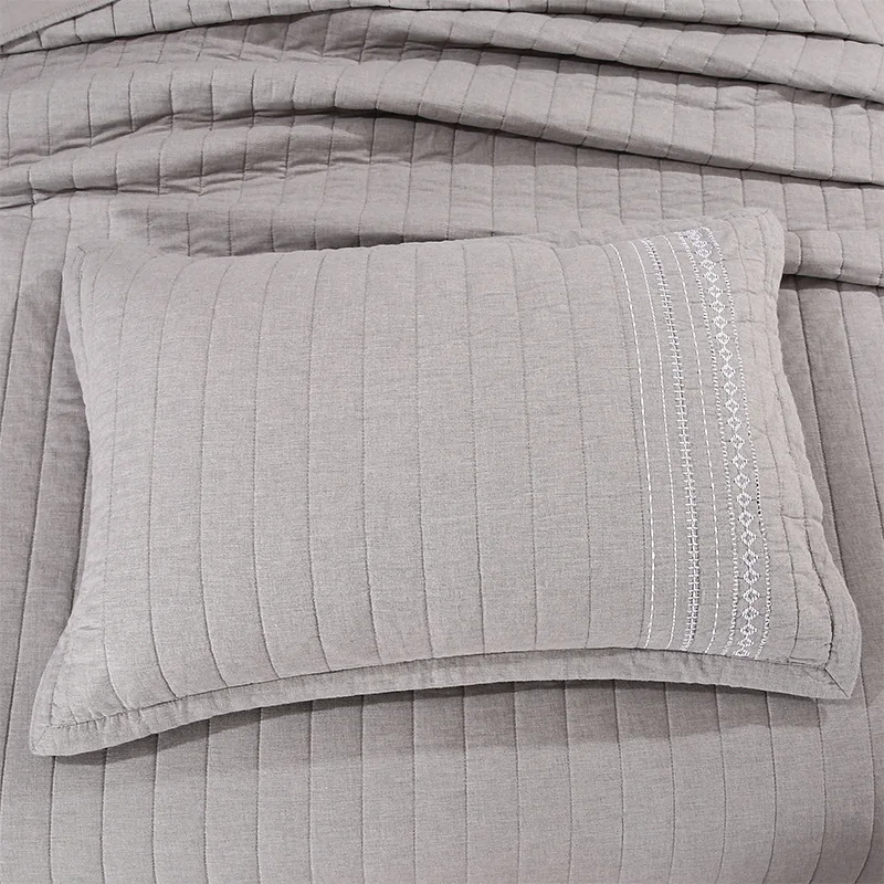 Luxury Reversible Quilted 3-Piece Quilt Set, Cotton Boho Chic Comforter, Euro Mediterranean Style Bedspread with 3-Layer Wadding