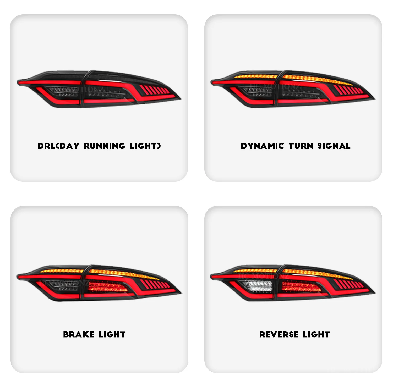 HCMOTIONZ Auto-Rückleuchten, Montage 2020 2021, Levin SE LE DRL, Animation, Voll-LED-Rückleuchten für Corolla US