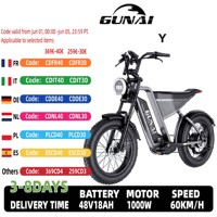 GUNAI-Y Men's E-Mountain Bike 1000W Adult Electric Bicycle 48V18Ah Battery ebike 20 Inch Fat Tire Men's Electric Bike