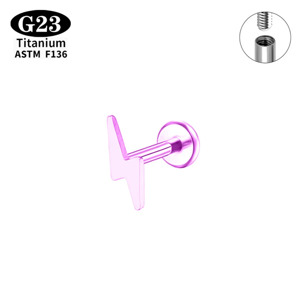 ASTM F136 Titan Innengewinde Lippenpiercing Nasenstecker Ohrringe Eloxierte Piercing-Körperschmuck Großhandel – Detail 6