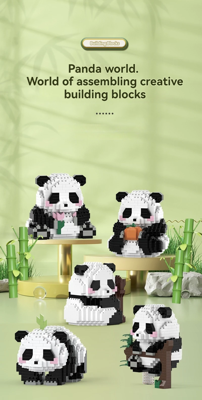NEW 18 Styles Panda Micro Blocks Building Set Cute Panda Animal Models Kit DIY Assembly Bricks Kids Birthday Christmas Gift