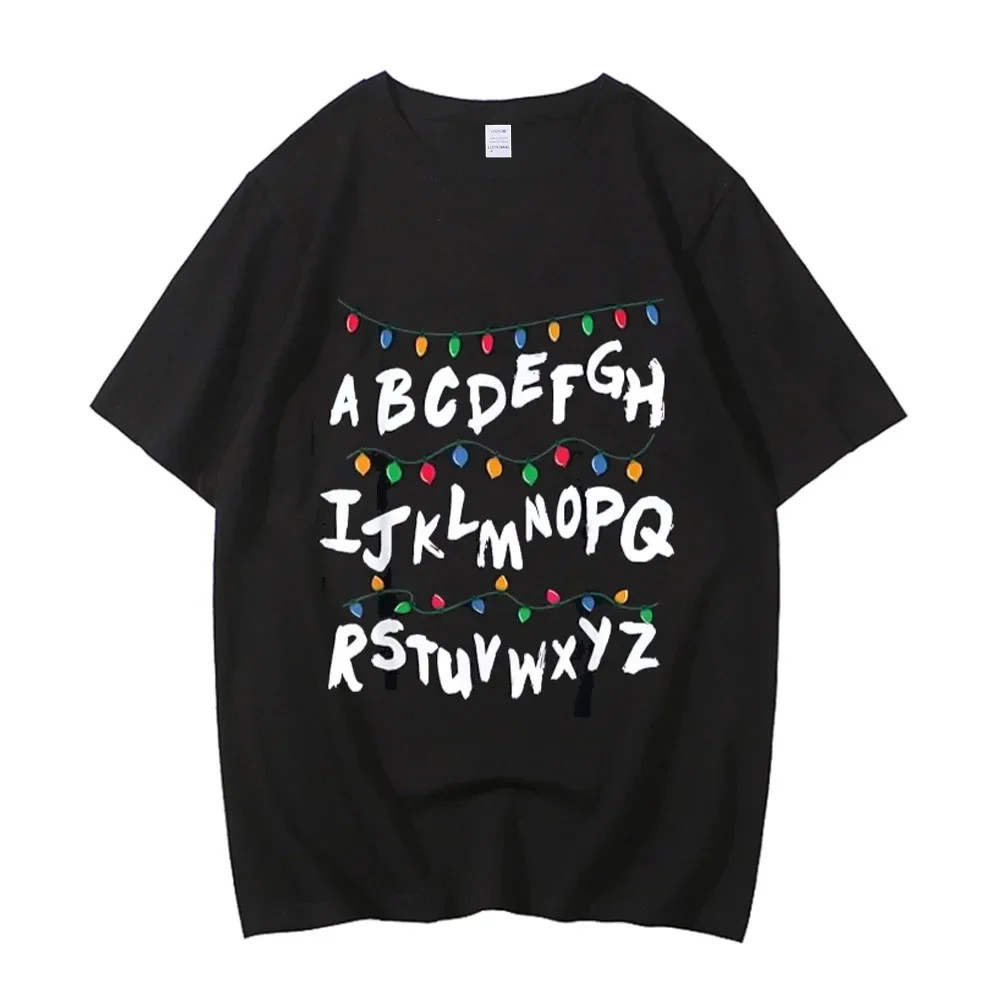 2026 High Quality Cotton Stranger Christmas Light T-shirt Monster Graphic T Shirts Gothic Fashion Vintage Tees
