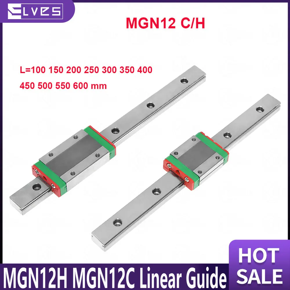 ELVES MGN12H MGN12H Linear Guide 100 200 300 350 400 450 500 550 600 700 800mm Linear Rail Way 3D Printer part MGN12H/C CNC