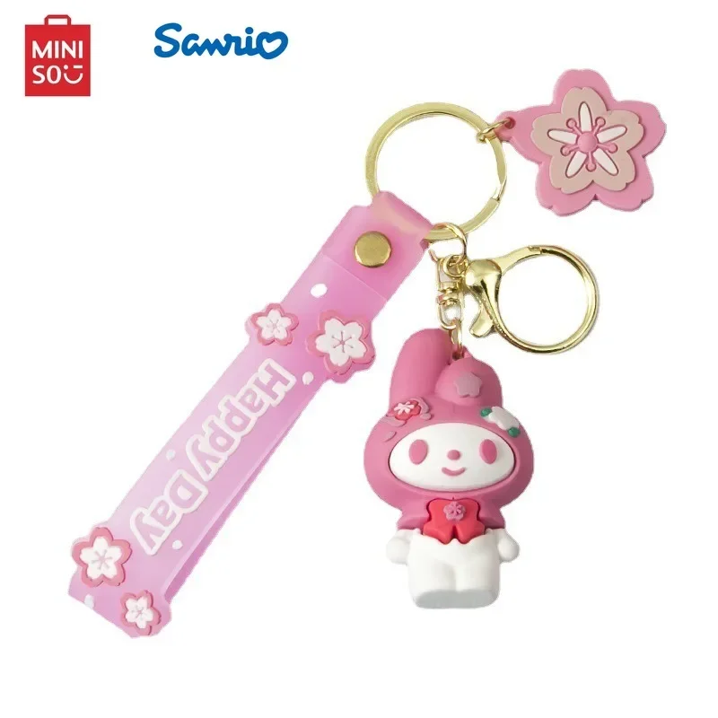 Брелок Miniso Sanrio Sakura Pink Hello Kitty Melody Kuromi, брелок для ключей, праздничные подарки, кукла для пары, кулон, брелок, игрушки, милые подарки