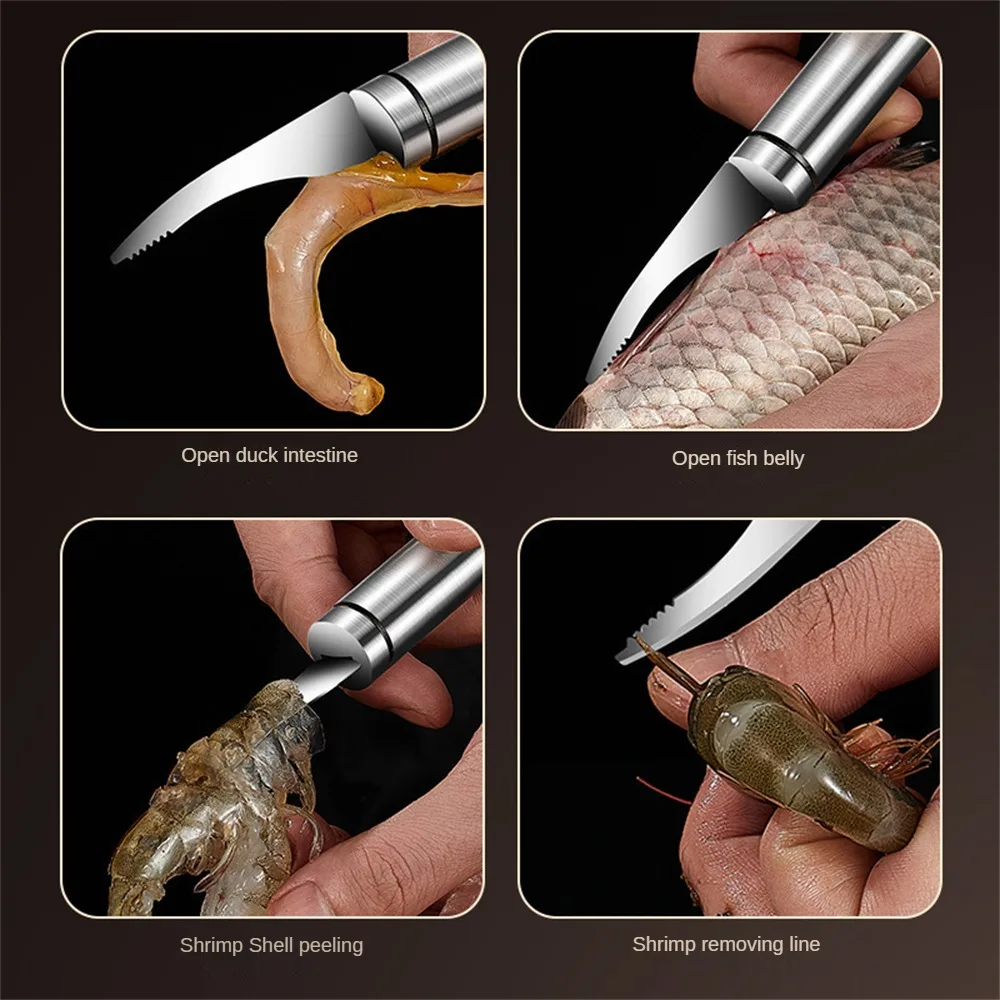 Kitchen Tool Fish Accessories Shrimp Peeler Stainless Steel Fish Knife Shrimp Line Cutting Scraping Digging Clean Knife Peeler