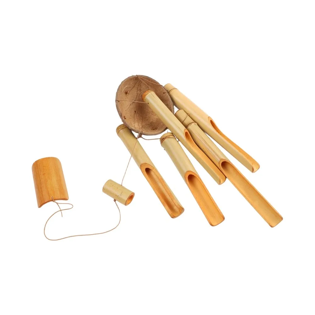 25-Inch Wind Chimes Crafted from with Deep Resonant Tone for Patio Garden Balcony or Interior Space Half Coconut Wood Top