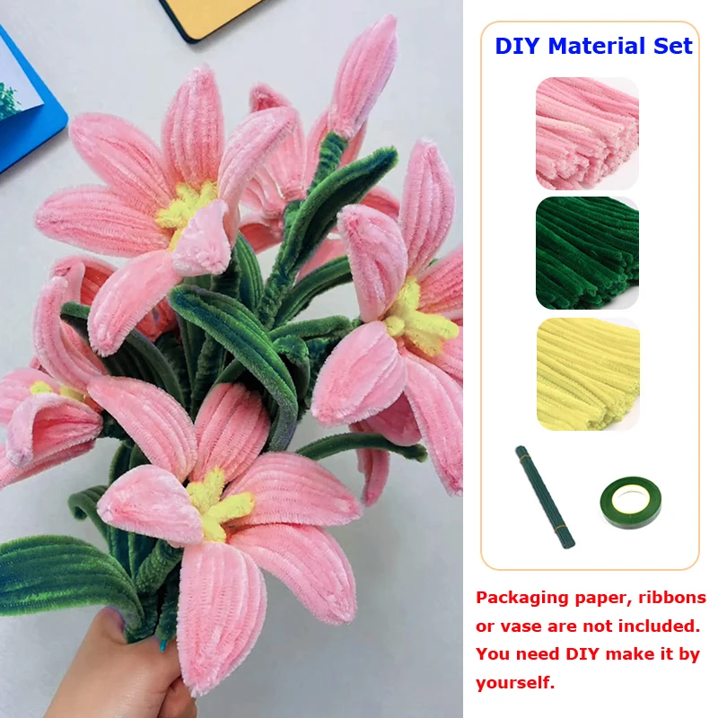 DIY Lily Flower Calla Chenille Stems Fluffy Wire Pipe Cleaners Twist Stick Children Educational Toys Creative Handcraft Material