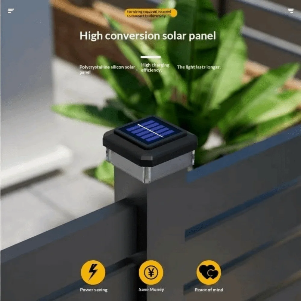 IP65 Waterproof Solar LED Post Cap Light Solar Powered LED Light Deck Lighting Post Cap Design Outdoor Use