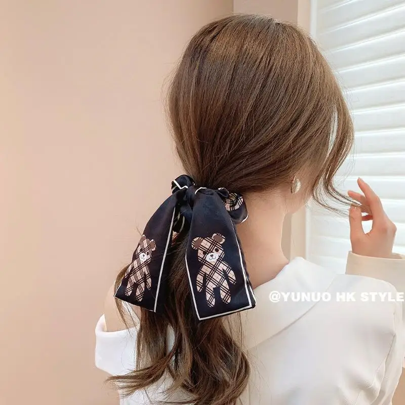 

Temperament New Cute and Simple Large Intestine Hairband Strap Butterfly Bow Hairband Tie Hair Net Red Ponytail Headrope Female