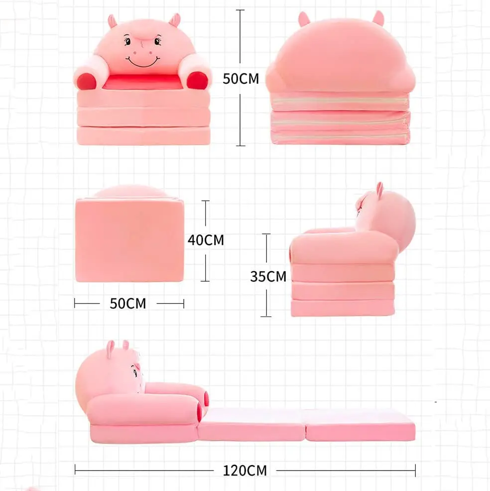 Cushion Plush Sofa Backrest Armchair 2 in 1 Foldable Sofa Cute Cartoon Lazy Sofa Flip Open Sofa Without Inner PP Cotton