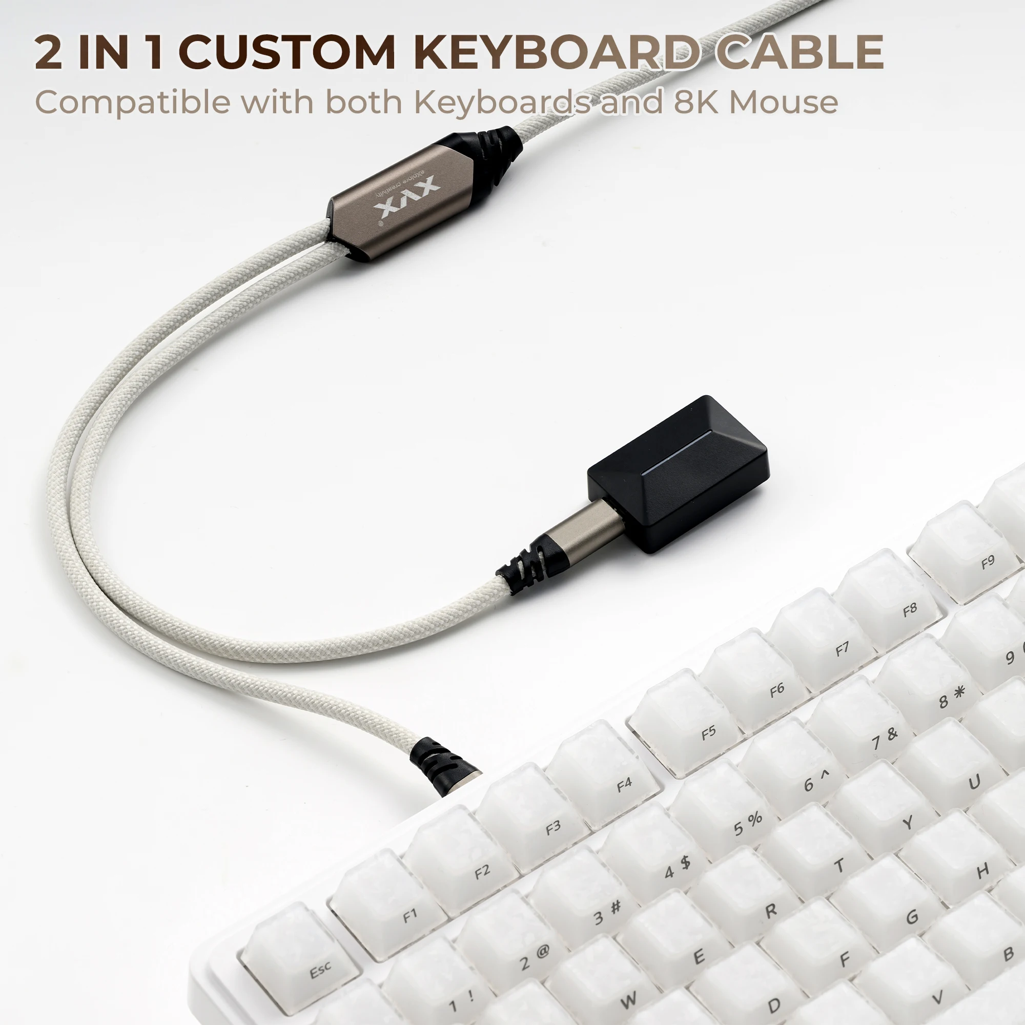 XVX 2 IN 1 Keyboard Cable Nylon Braided Wired 1.5M USB-C to USB-A Cable