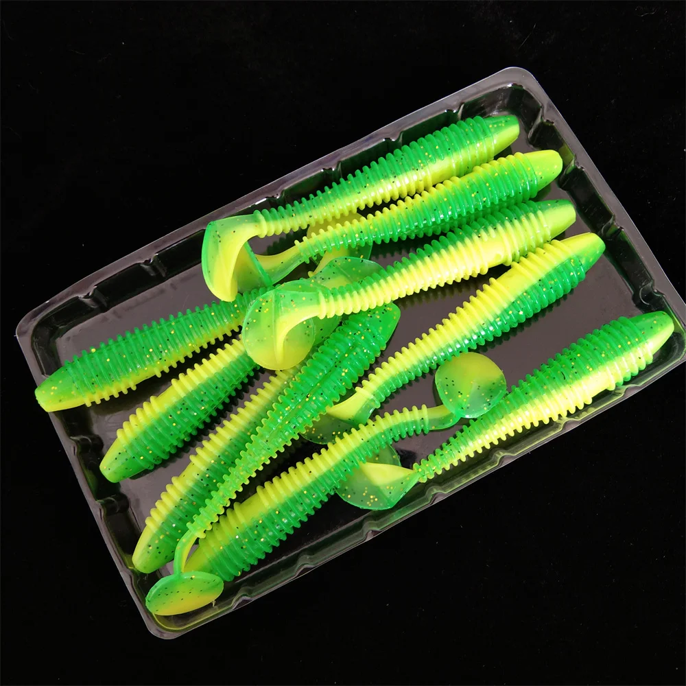 10pcs/Lot Soft Lures Silicone Bait 7.5cm Goods For Sea Fishing Swimbait Wobblers Artificial Fishing Tackle T-Tail