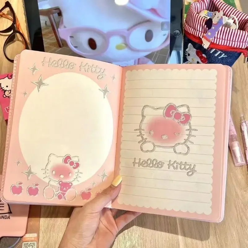 Hello Kitty โน้ตบุ๊คนักเรียนเด็กการ์ตูนหน้าสีหนาสมุดบันทึกการเรียนรู้เครื่องเขียนเริ่มต้นของโรงเรียนของขวัญ