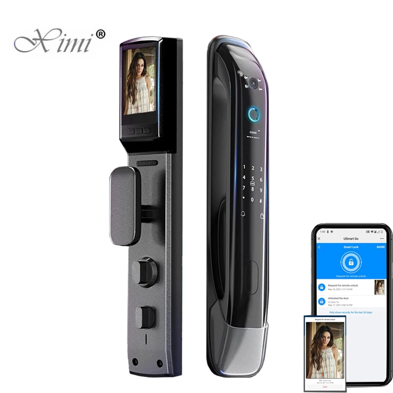 

Mobile Phone WIFI Unlock Keyless Unlocking With Camera Video Biometric Fingerprint Electric Deadbolt Smart Door Lock For Home