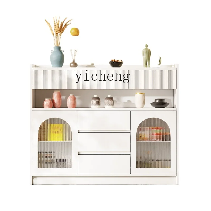 

ZK cream style dining side cabinet household kitchen cabinet living room storage modern wall integrated tea cabinet