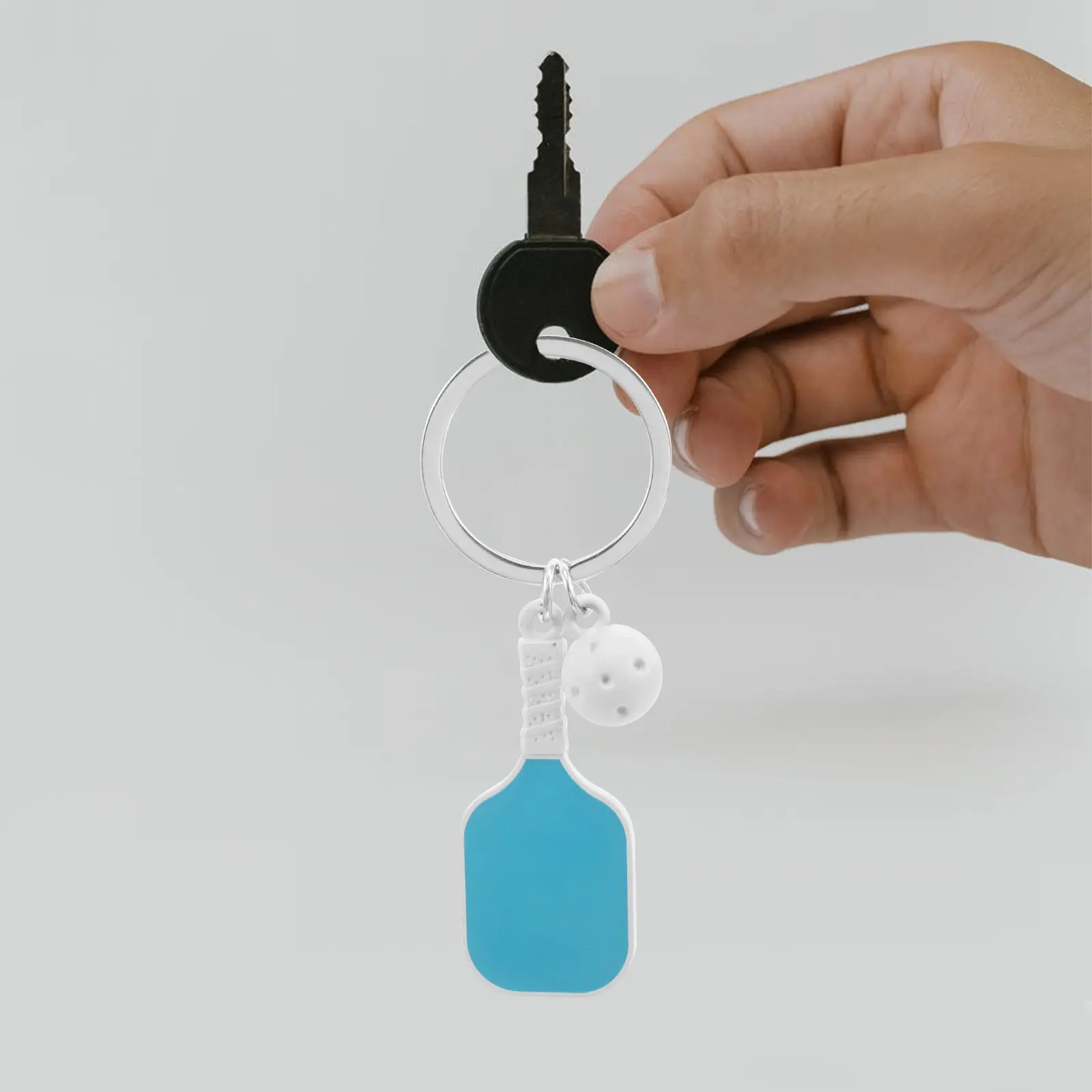 2Pcs Mini Pickleball Keychain Metal Athletic Paddle Design Sports Fan Keychain Portable Bag Charm Pickleball Player Gift Holiday