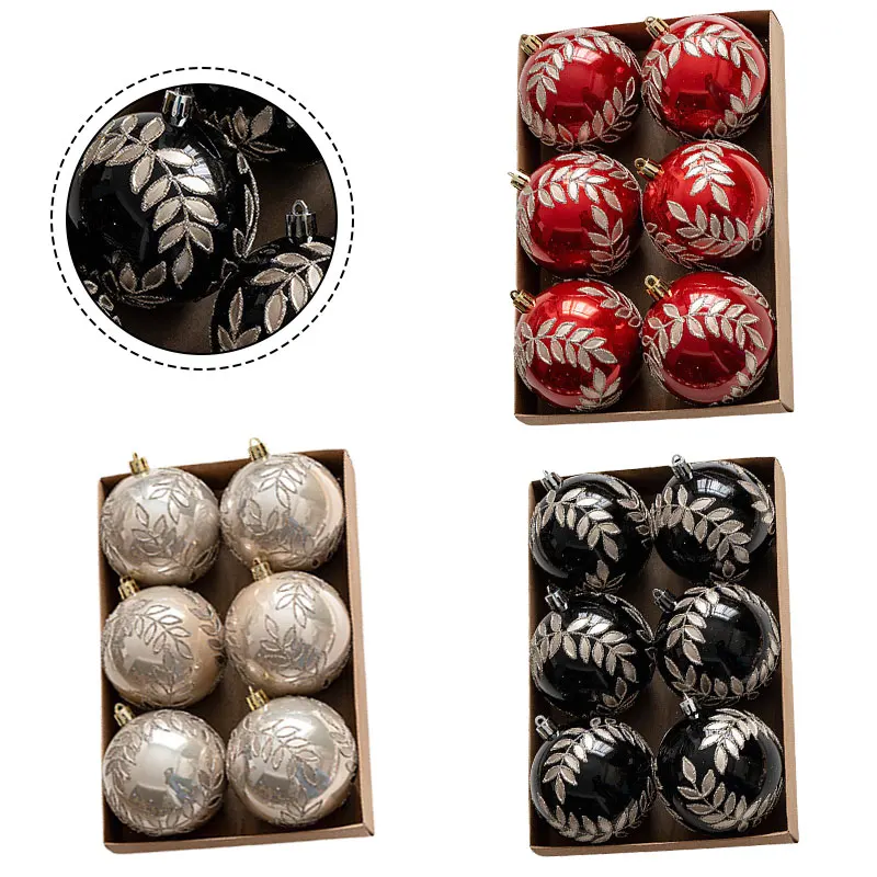 

1 комплект рождественских шаров, комплект рождественских шаров 8 см, подвесной шар, украшение для рождественской елки, подвеска, черный, красный, рождественский шар с росписью