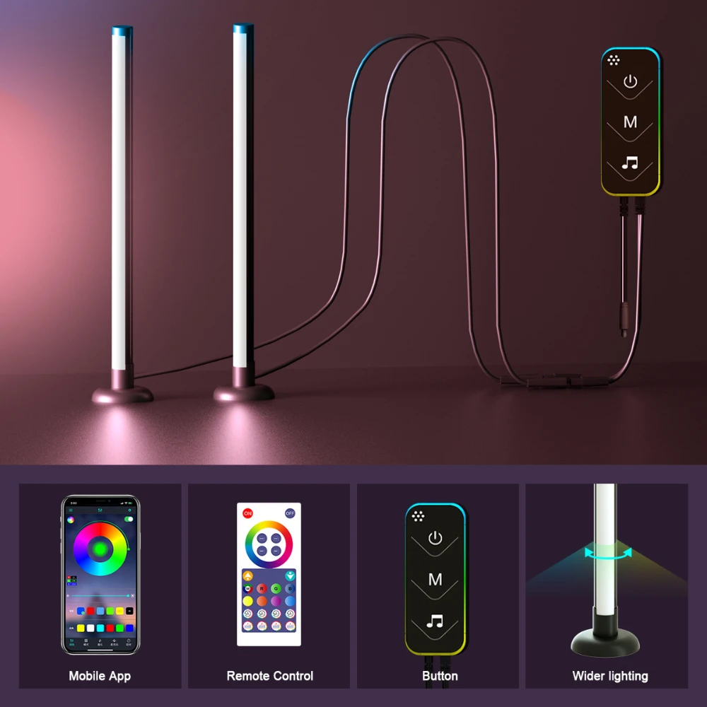 Imagem -06 - Barras de Luz Led Rgb Inteligente Usb Plug Tuya Wi-fi Música Sync Retroiluminação tv Controle Remoto Lâmpadas de Assoalho Funciona com Alexa Google Home 40cm