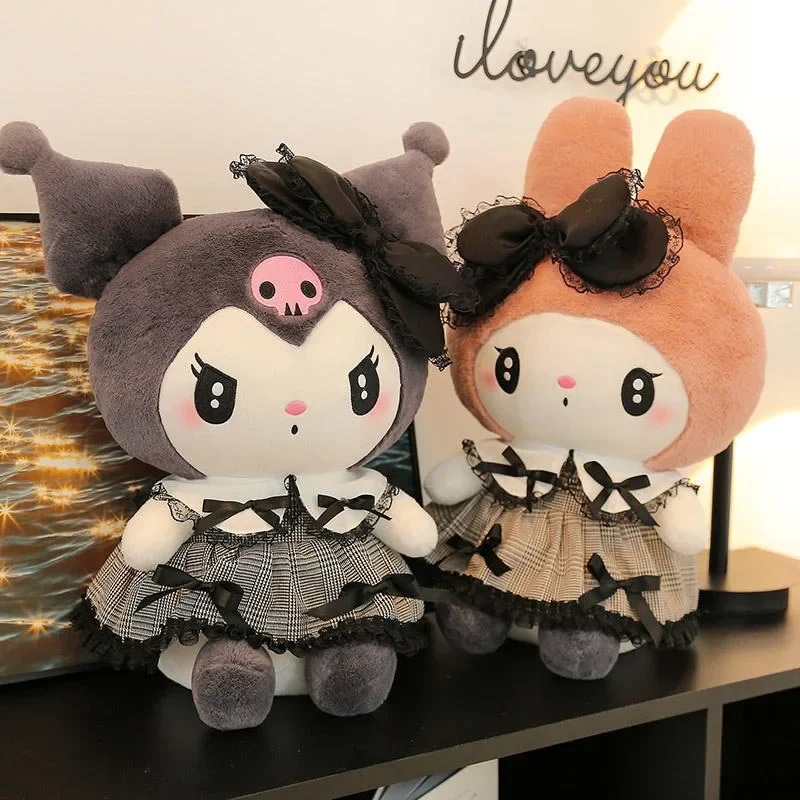 30cm Cartoon Kawaii Dress Dark Kuromi Plush Doll Sanrio Kuromi My Melody Plush Toys Pillow Sofa Cushion Birthday Girls Gift Toy