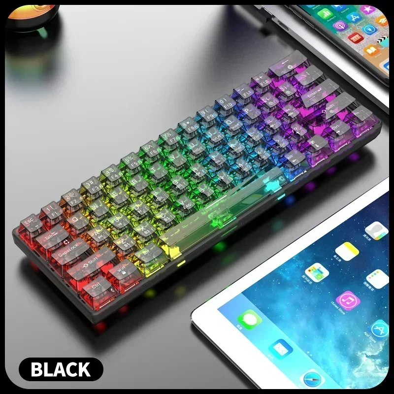 K30 Pro Bluetooth 2.4G Wireless Wired 3-mode Transparent Mechanical Keyboard White Axis Customized Hot-swappable RGB Backlight