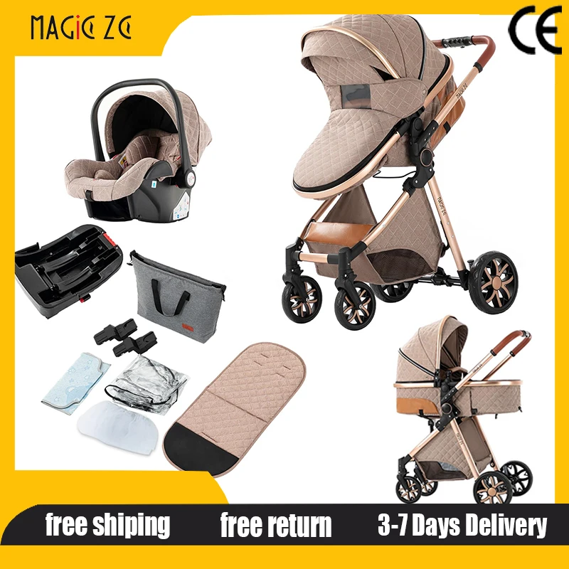 

Многофункциональная коляска 3-в-1: портативная, с высоким положением сиденья, автокреслом Isofix, двусторонним толкателем, система для путешествий, для новорожденных