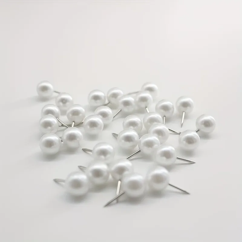 125 pcs Decorative Pearl Map Pins, Round Pearl Head Design, Notice Board Marking Office Bulletin Board, Safe Round Head Grip