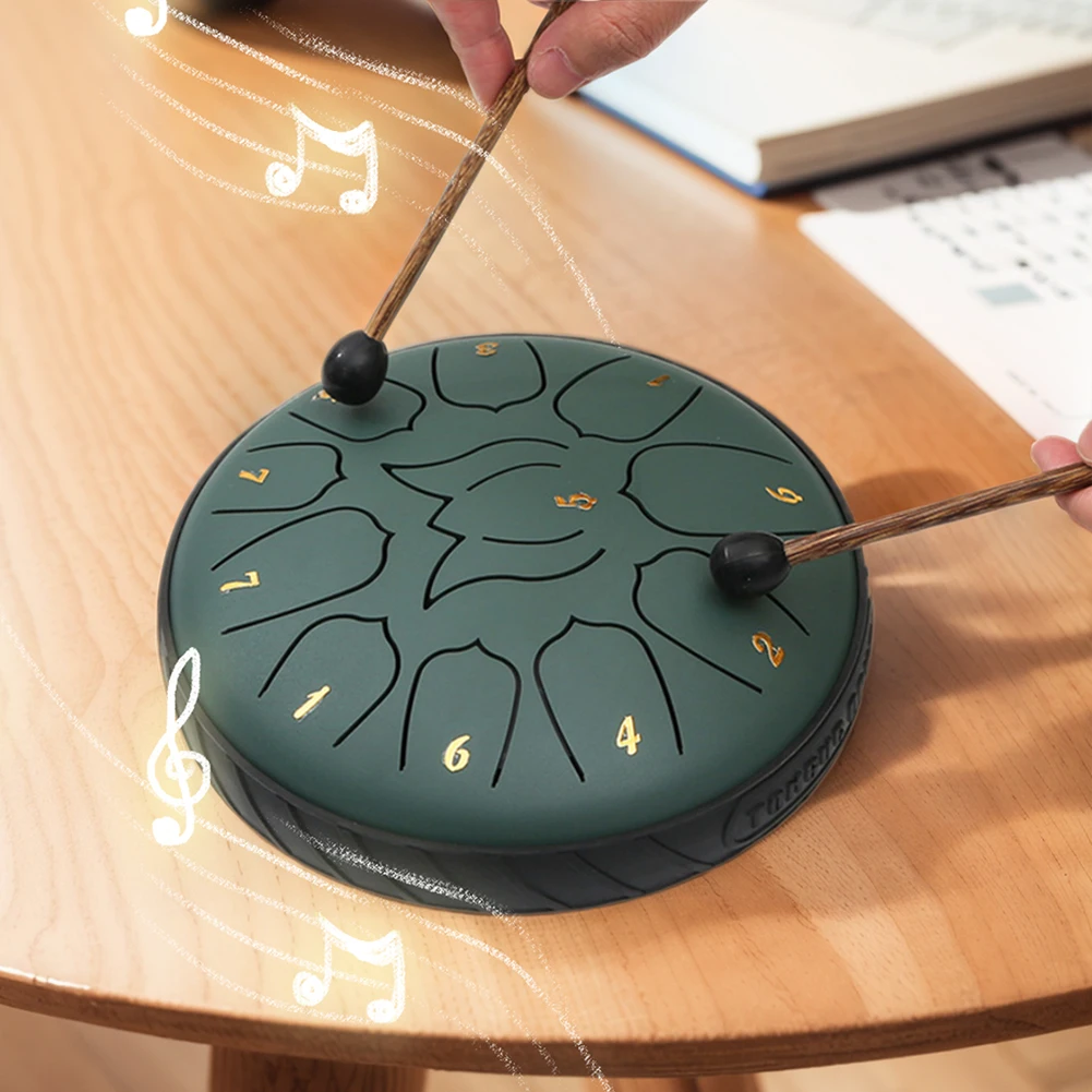 6 بوصة 11 ملاحظة Handpan طبل مع حقيبة طبل كتاب الموسيقى طبل مطارق أدوات قرع لليوجا التأمل هدية فريدة من نوعها