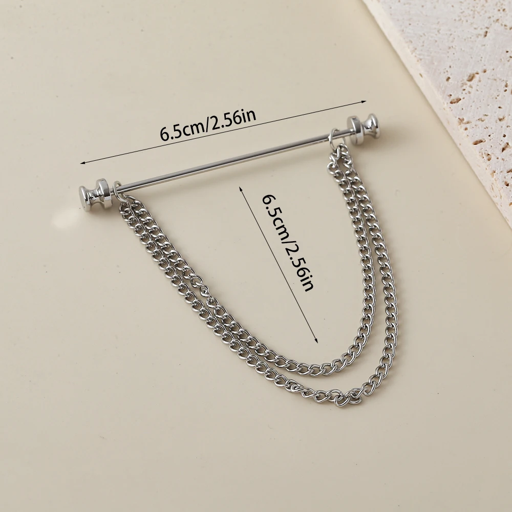 Men's double-strand shirt stand collar pin Fashion classic suit shirt collar support accessory Wedding party jewelry gift