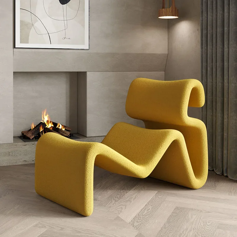 Simple and Luxurious Design Chair，Arched Abstract Curved Leisure Chair，Irregular Shaped Fiberglass S-shaped Lounge Chair