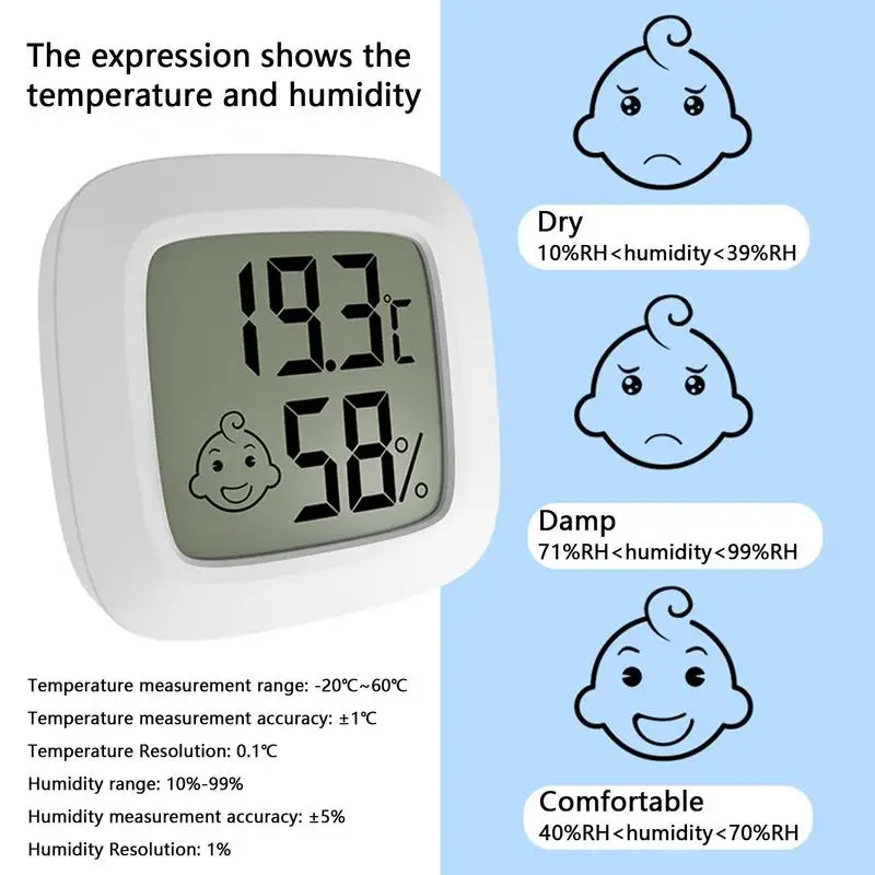 Indoor Temperature Humidity Monitor Indoor Room Temperature Humidity Meter With LCD Display Screen Multi-functional Humidity