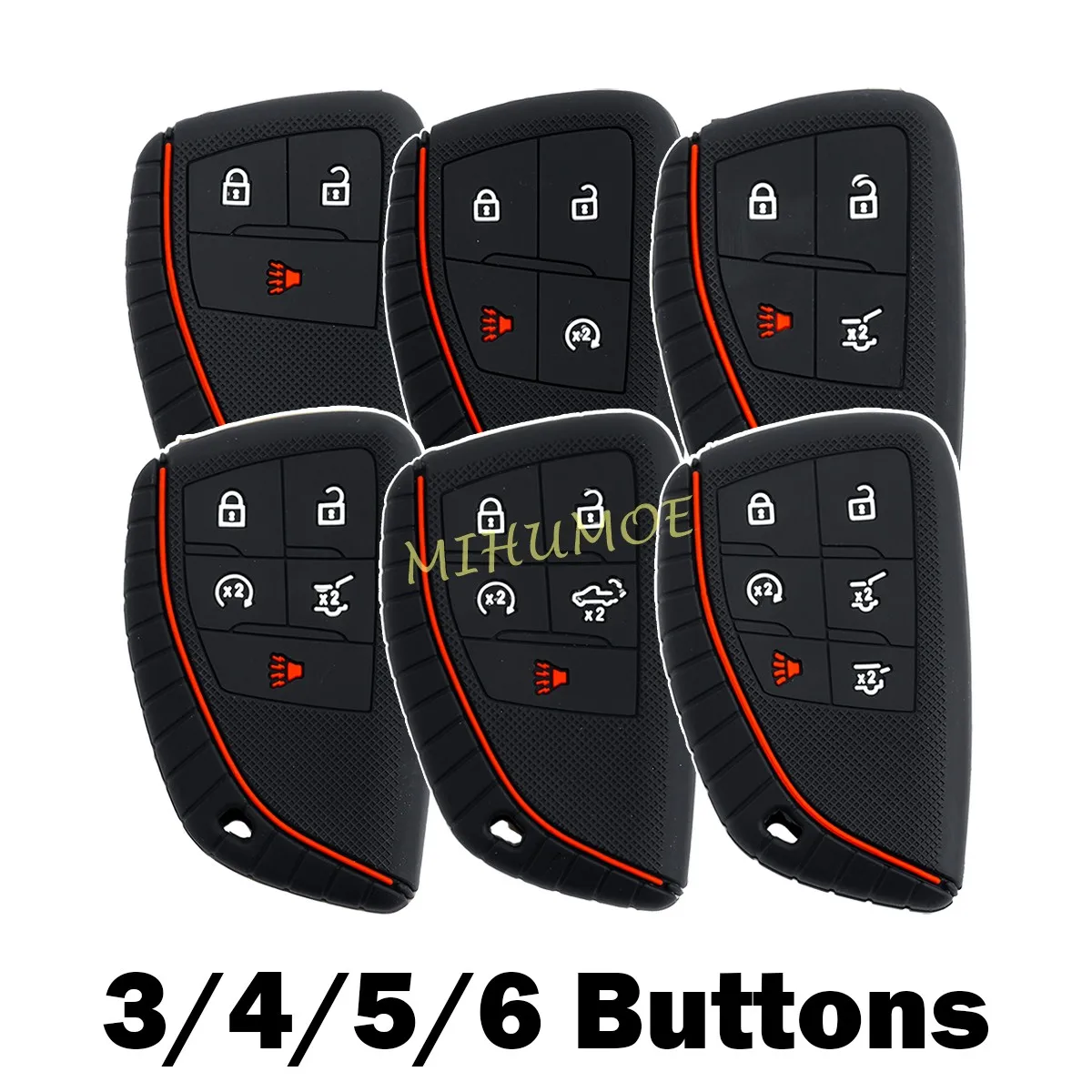 Funda para llave de coche con 3/4/5/6 botones, carcasa de Gel de sílice para Chevrolet Tahoe, suburban, Silverado, GMC, Sierra, Yukon, Canyon, Buick Envision
